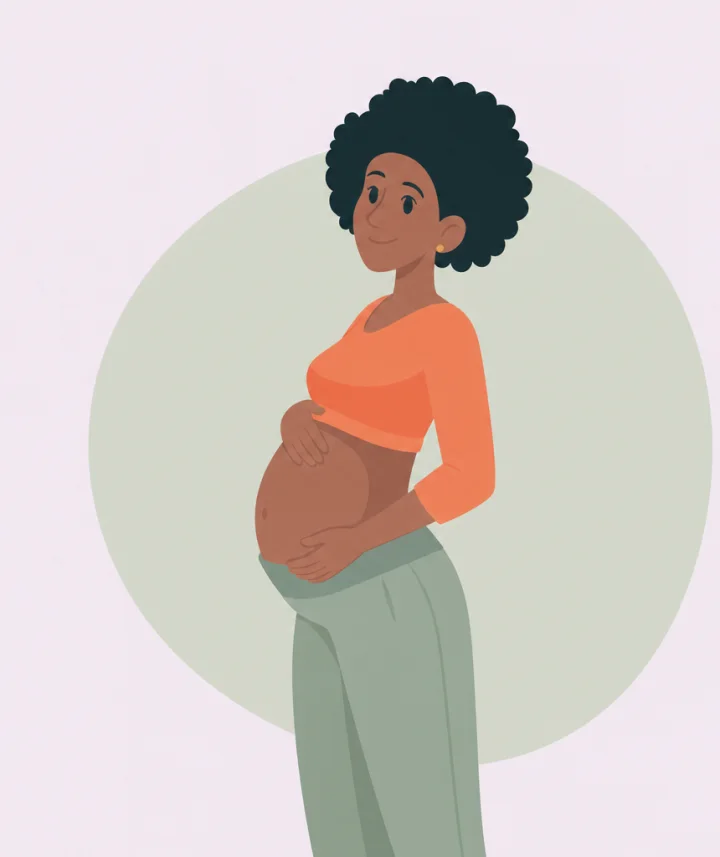 An expecting mother in a calm BloomDue illustration